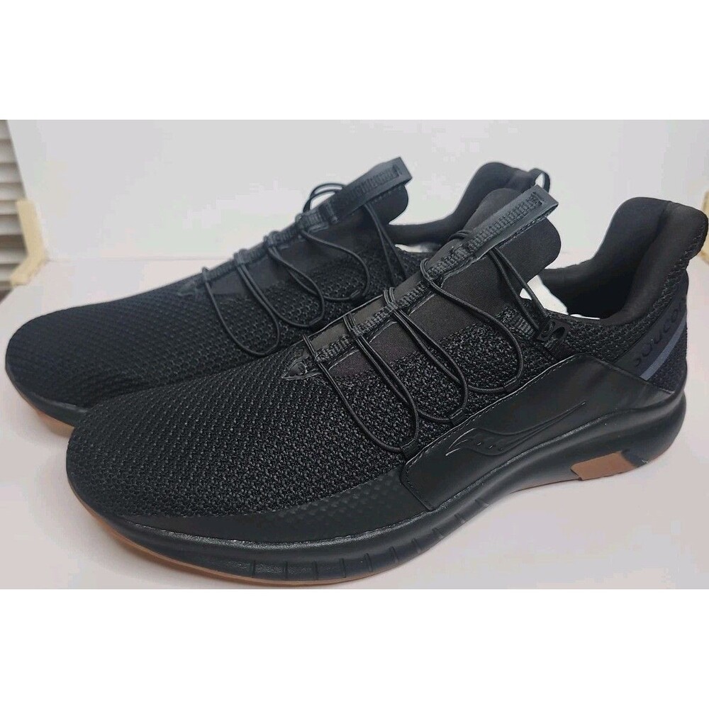 Saucony Stretch & Go Glide Running Shoes Mens 13 Black Walking Slip On Sneakers